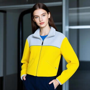 Roxy Yellow and Grey Fleece Zip-Up Jacket
